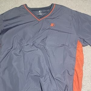 Gray and Orange V-Neck Men's Windbreaker Large